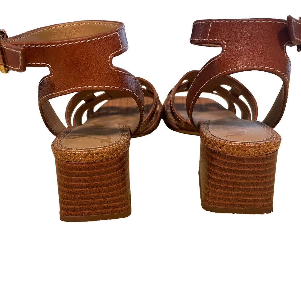 Sam Edelman Wayla Whisky Brown Women Sz 8 Leather Heeled Ankle Strap Sandals EUC - Picture 4 of 7